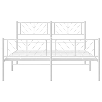 Bedframe Met Hoofd- En Voeteneinde Metaal 120 x 200 cm Wit met hoofdbord & voetbord
