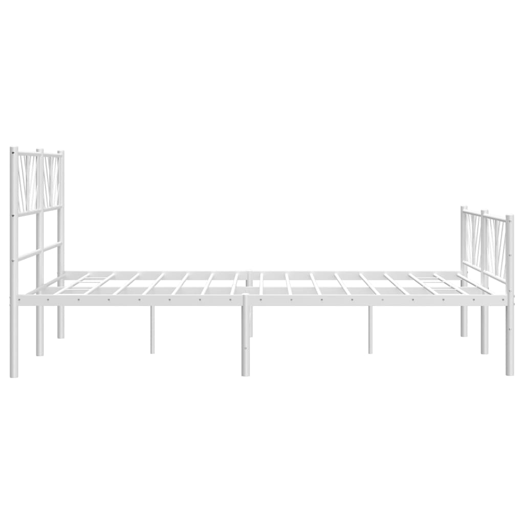 Bedframe Met Hoofd- En Voeteneinde Metaal 120 x 200 cm Wit met hoofdbord & voetbord