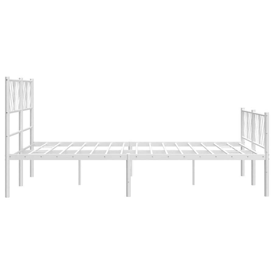 Bedframe Met Hoofd- En Voeteneinde Metaal 135 x 190 cm Wit met hoofdbord & voetbord