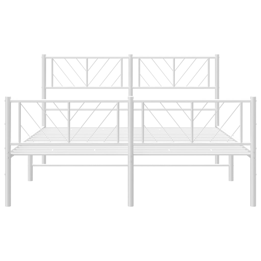 Bedframe Met Hoofd- En Voeteneinde Metaal 140 x 190 cm Wit met hoofdbord & voetbord