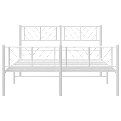 Bedframe Met Hoofd- En Voeteneinde Metaal 140 x 190 cm Wit met hoofdbord & voetbord