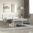 Bedframe Met Hoofd- En Voeteneinde Metaal 160 x 200 cm Wit met hoofdbord & voetbord