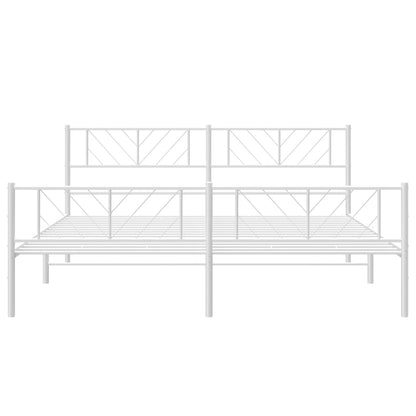 Bedframe Met Hoofd- En Voeteneinde Metaal 180 x 200 cm Wit