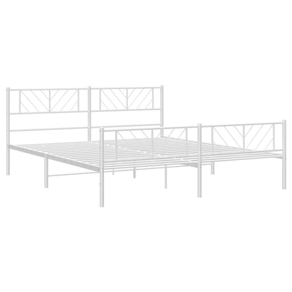Bedframe Met Hoofd- En Voeteneinde Metaal 183 x 213 cm Wit met hoofdbord & voetbord