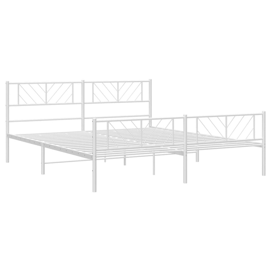 Bedframe Met Hoofd- En Voeteneinde Metaal 183 x 213 cm Wit met hoofdbord & voetbord
