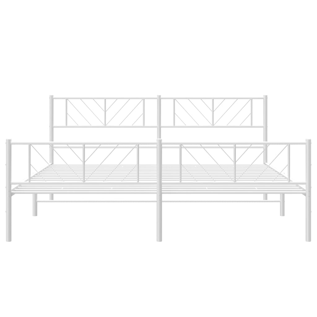 Bedframe Met Hoofd- En Voeteneinde Metaal 183 x 213 cm Wit met hoofdbord & voetbord
