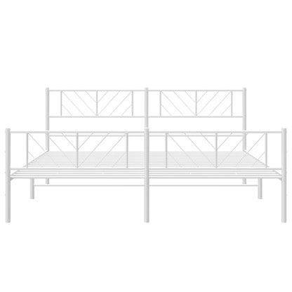 Bedframe Met Hoofd- En Voeteneinde Metaal 183 x 213 cm Wit met hoofdbord & voetbord