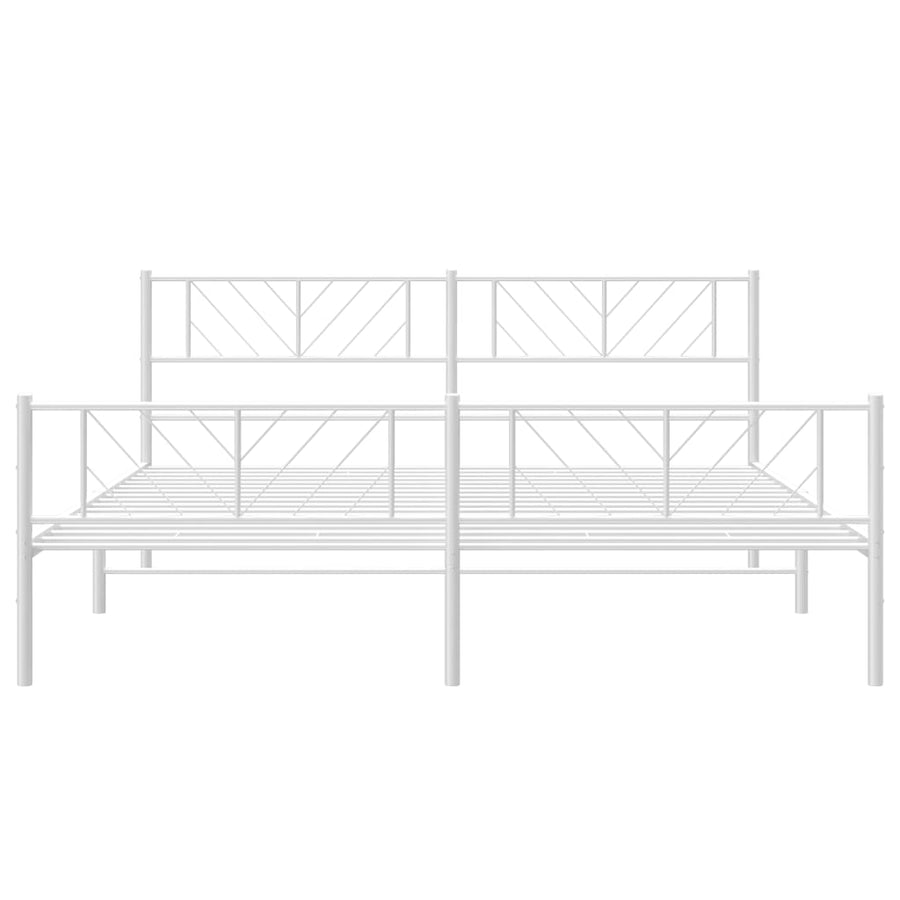 Bedframe Met Hoofd- En Voeteneinde Metaal 183 x 213 cm Wit met hoofdbord & voetbord