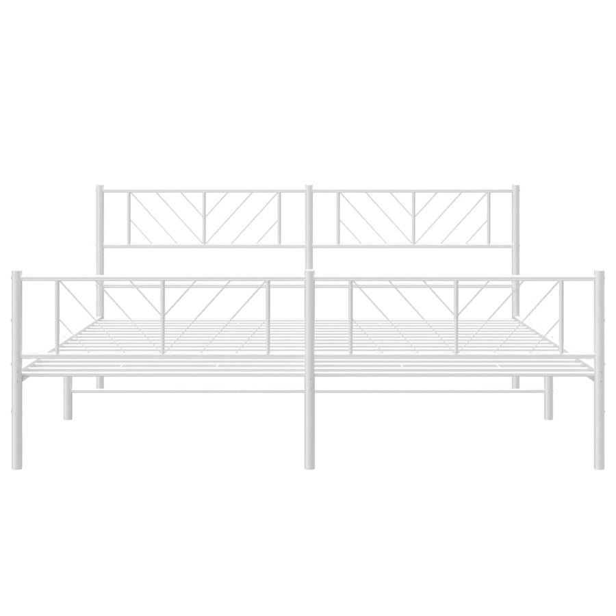 Bedframe Met Hoofd- En Voeteneinde Metaal 193 x 203 cm Wit met hoofdbord & voetbord