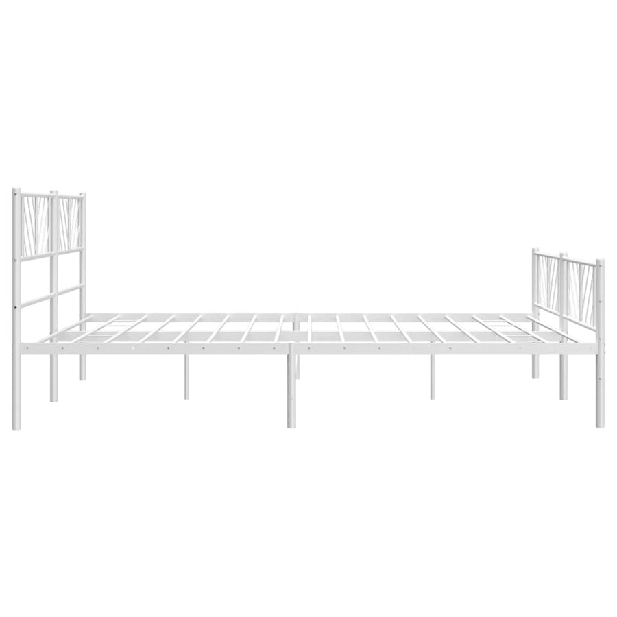 Bedframe Met Hoofd- En Voeteneinde Metaal 193 x 203 cm Wit met hoofdbord & voetbord