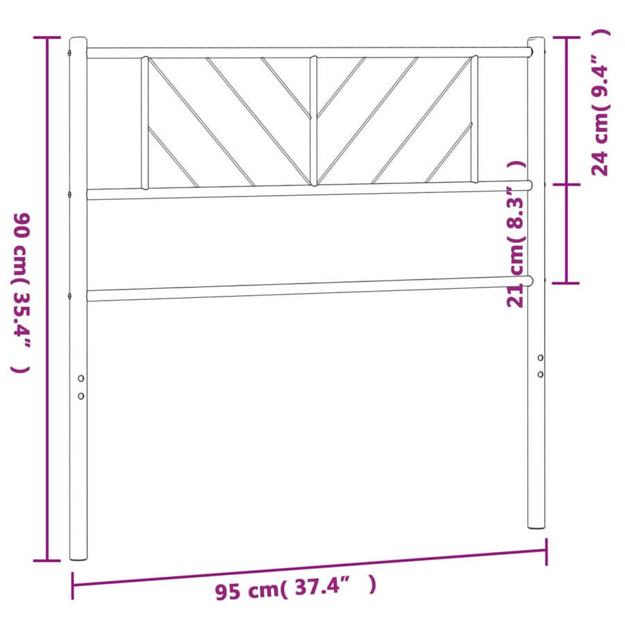 Hoofdbord Metaal 90 cm Wit