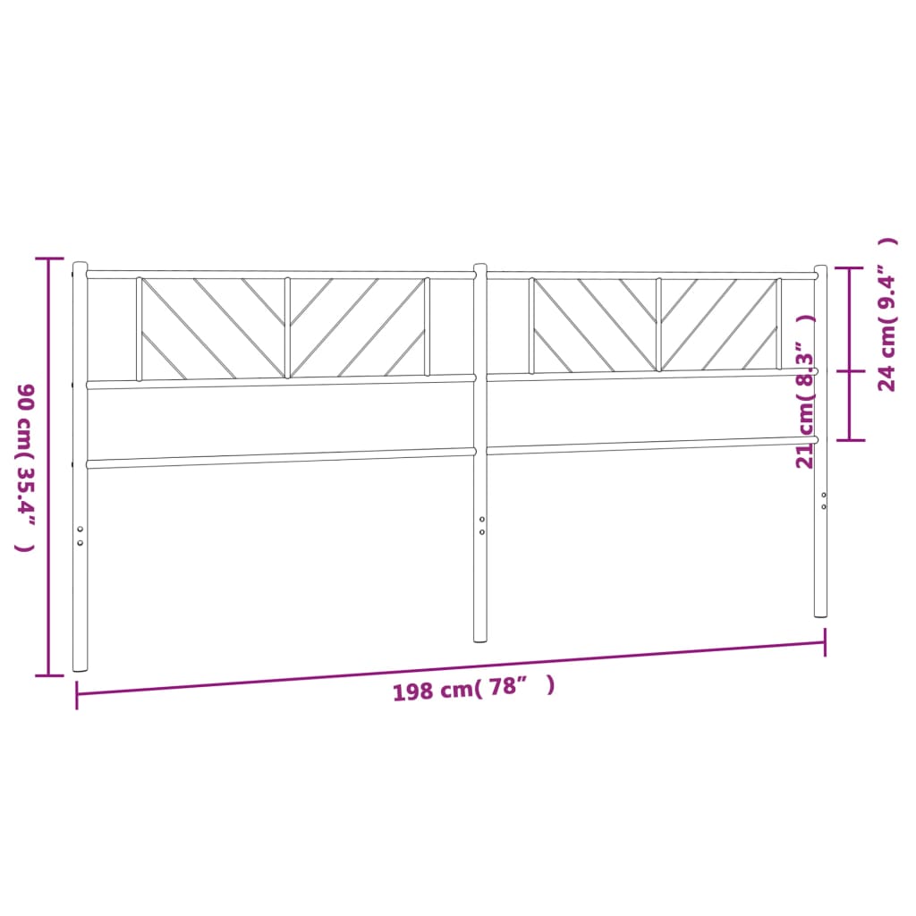 Hoofdbord 193 Cm Metaal Wit