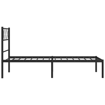 Bedframe Metaal 80 x 200 cm Zwart met hoofdbord