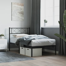Bedframe Metaal 90 x 190 cm Zwart met hoofdbord