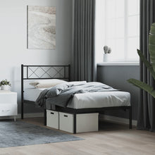 Bedframe Metaal 90 x 200 cm Zwart met hoofdbord