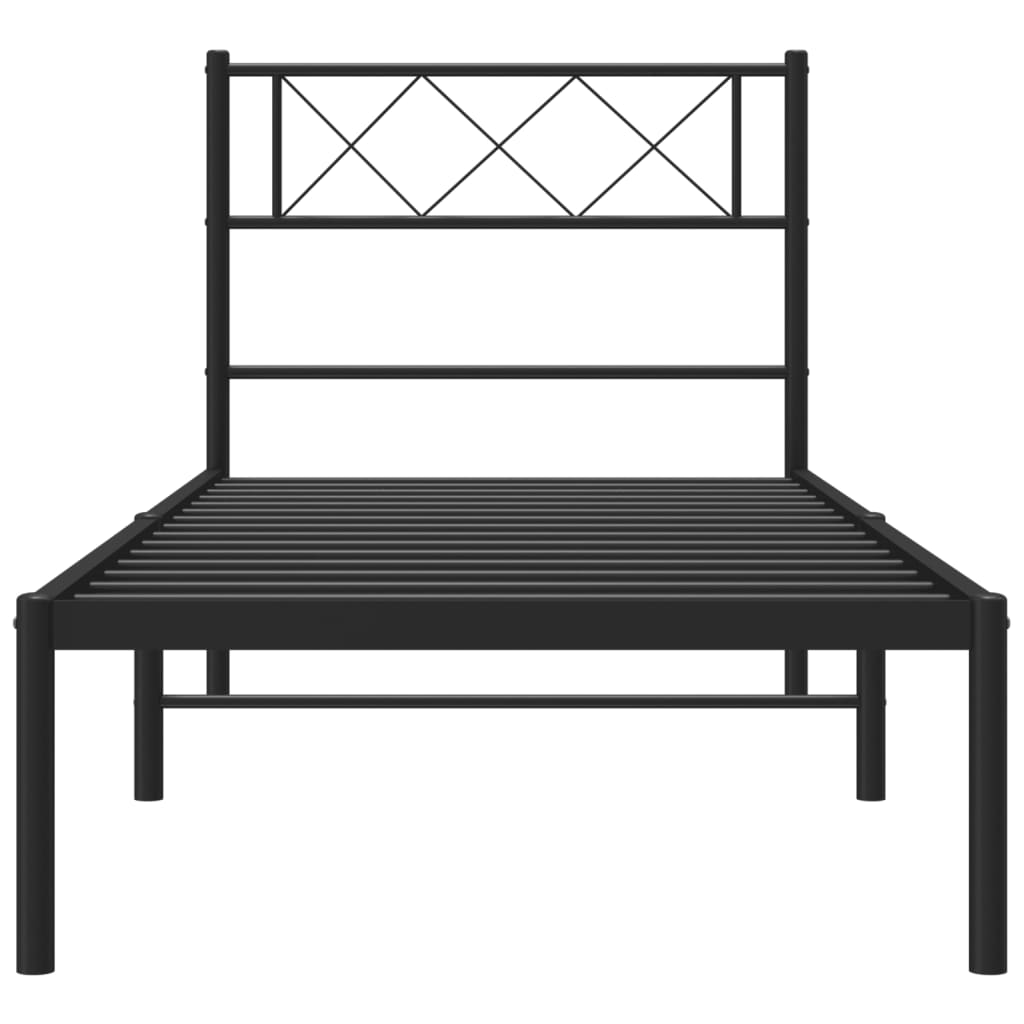 Bedframe Metaal 100 x 190 cm Zwart met hoofdbord