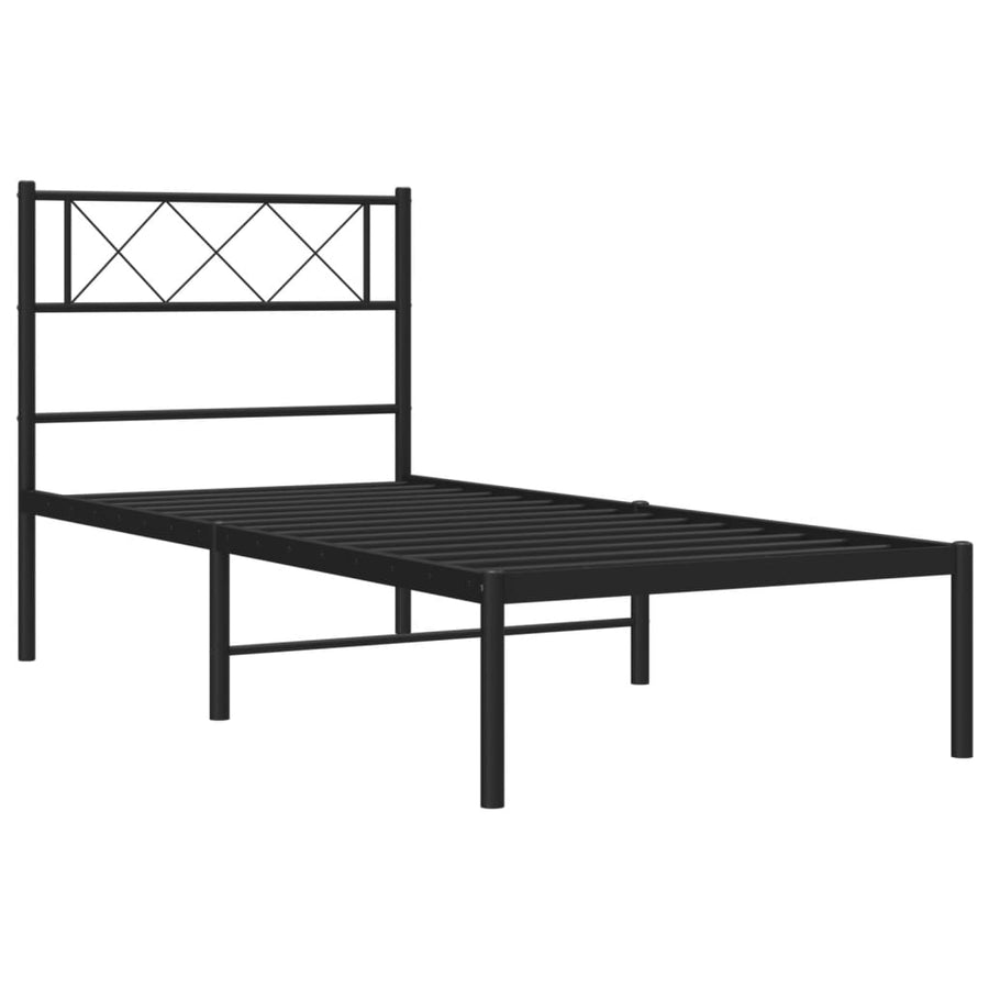 Bedframe Metaal 100 x 190 cm Zwart met hoofdbord