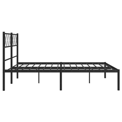 Bedframe Metaal 120 x 190 cm Zwart met hoofdbord