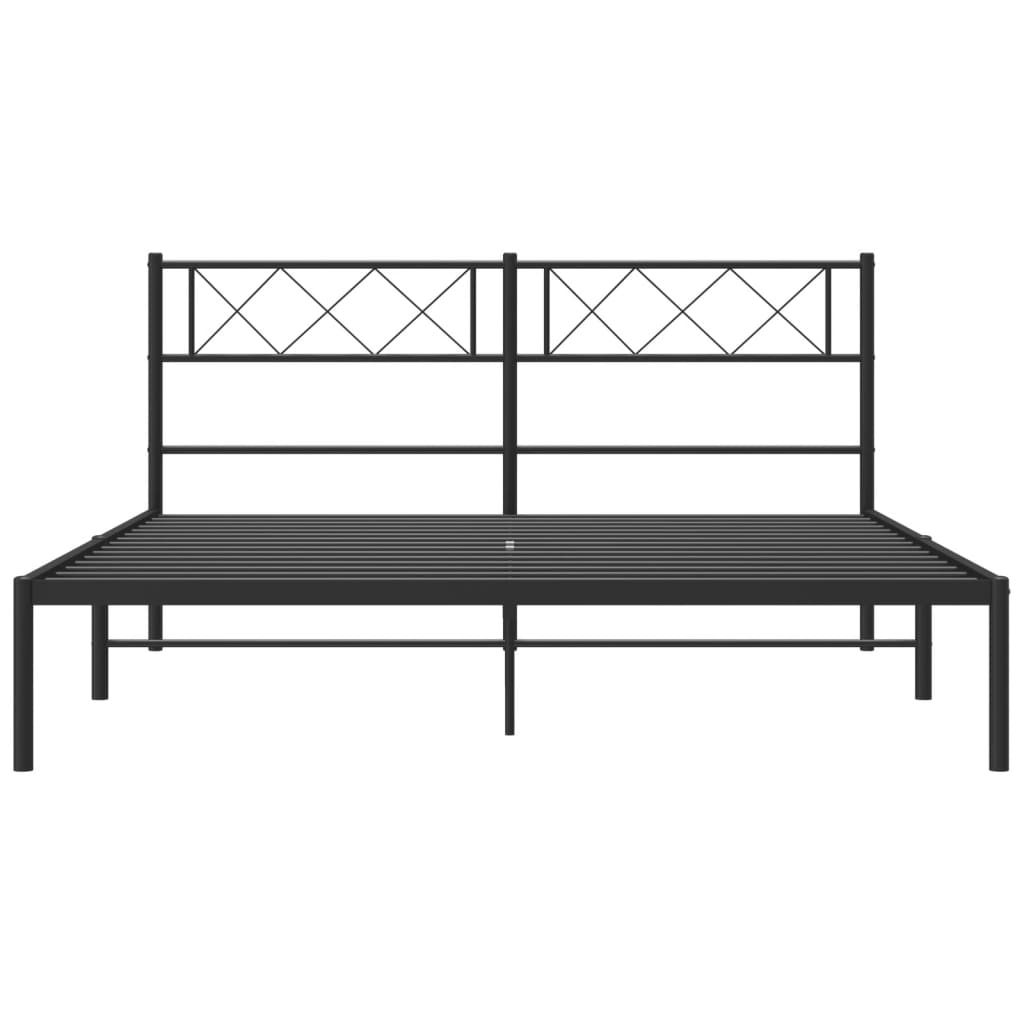 Bedframe Metaal 140 x 200 cm Zwart met hoofdbord