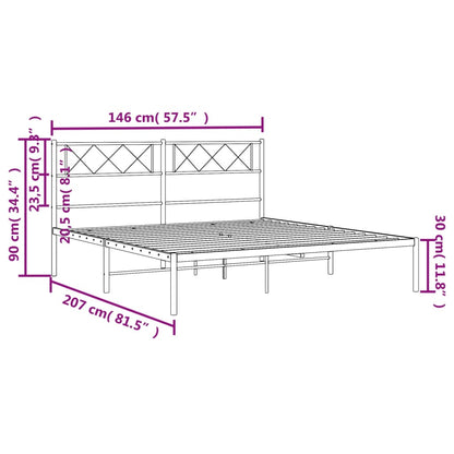 Bedframe Metaal 140 x 200 cm Zwart met hoofdbord