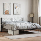 Bed frame with headboard metal black 140x200 cm