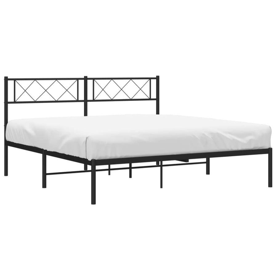 Bedframe Metaal 150 x 200 cm Zwart met hoofdbord