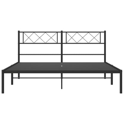 Bedframe Metaal 150 x 200 cm Zwart met hoofdbord