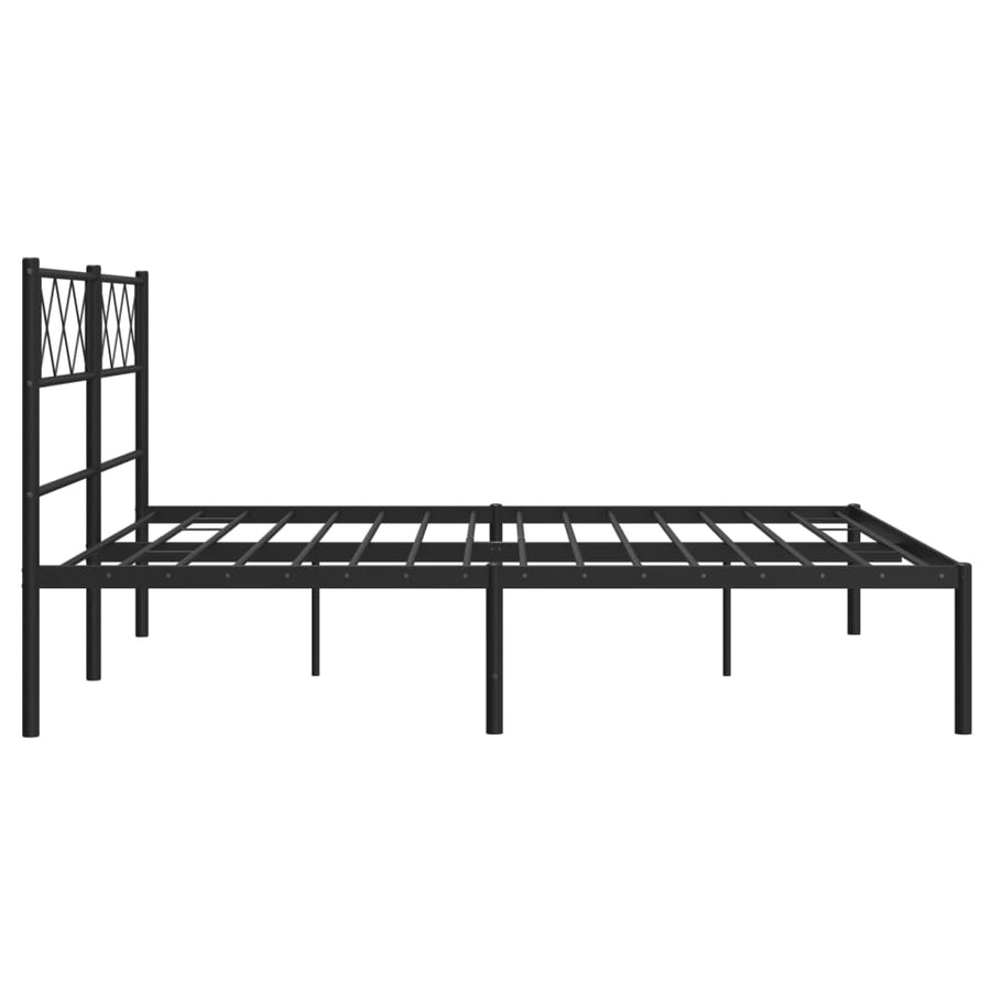 Bedframe Metaal 150 x 200 cm Zwart met hoofdbord