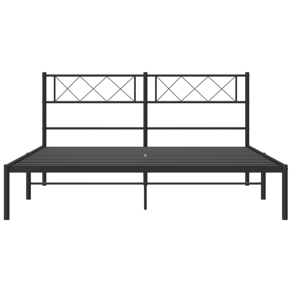 Bedframe Metaal 160 x 200 cm Zwart met hoofdbord