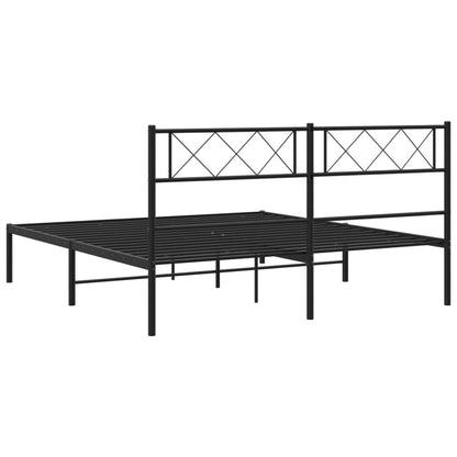 Bedframe Metaal 160 x 200 cm Zwart met hoofdbord