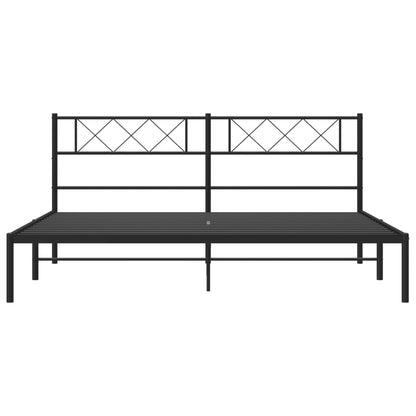 Bedframe Metaal 180 x 200 cm Zwart met hoofdbord