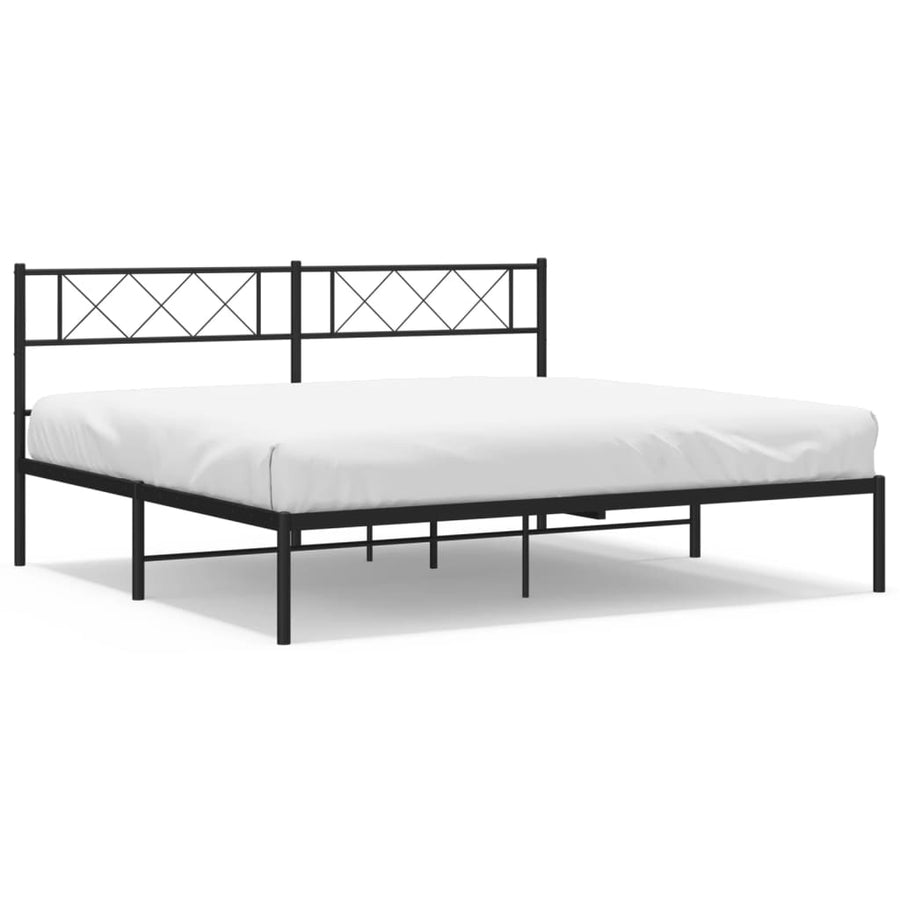 Bedframe Metaal 183 x 213 cm Zwart met hoofdbord