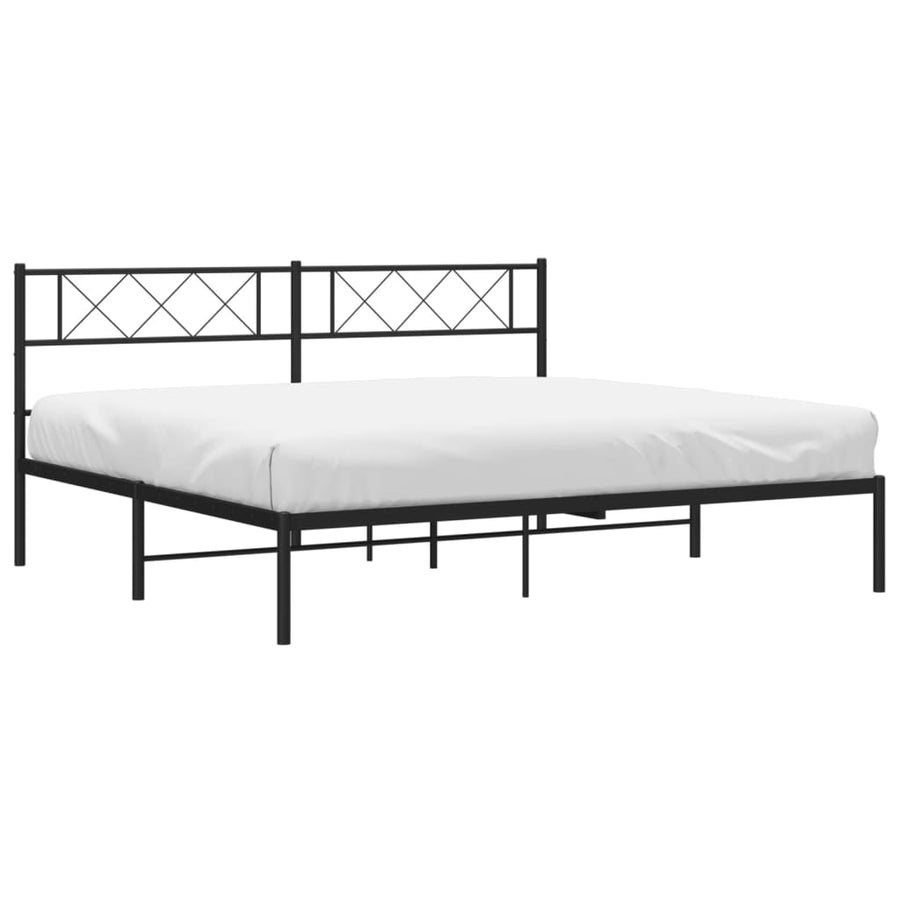 Bedframe Metaal 183 x 213 cm Zwart met hoofdbord