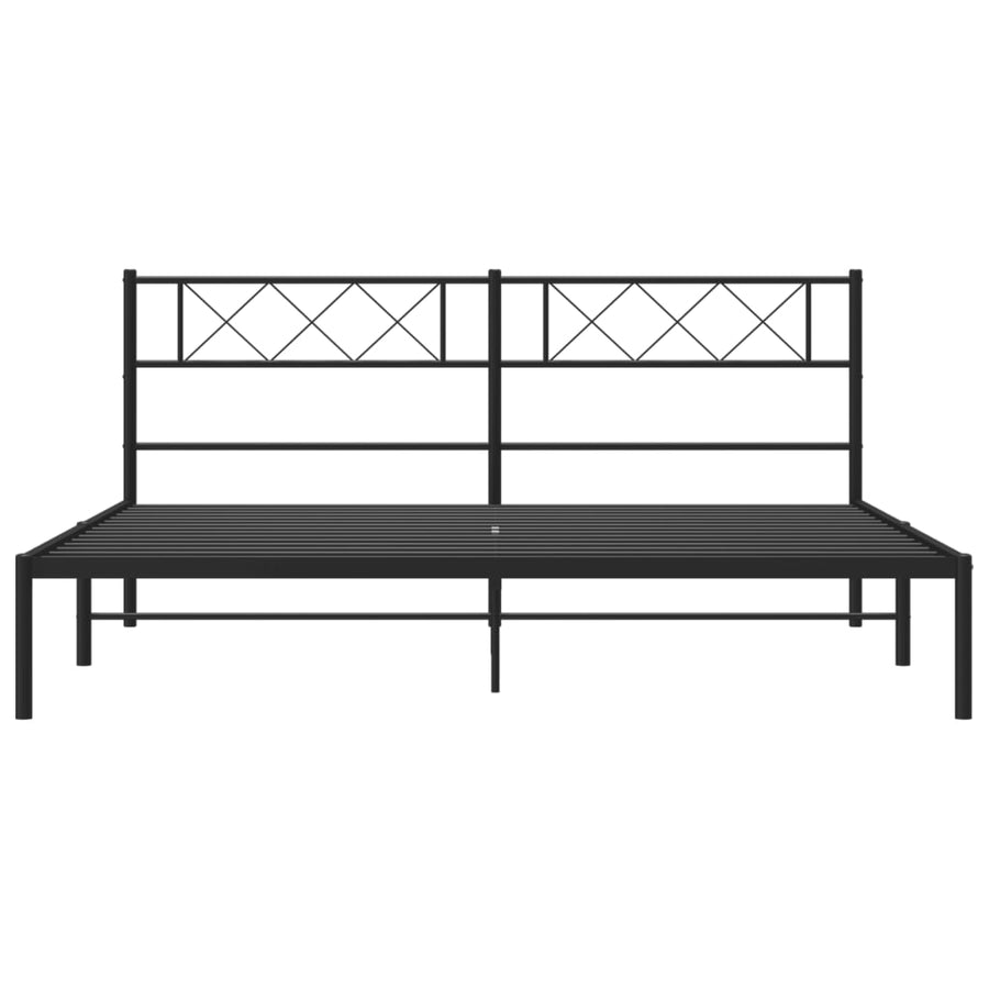 Bedframe Metaal 183 x 213 cm Zwart met hoofdbord