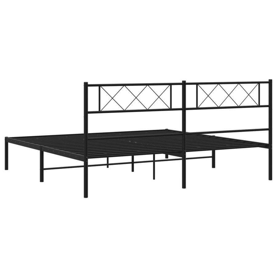 Bedframe Metaal 183 x 213 cm Zwart met hoofdbord