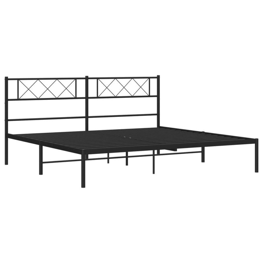 Bedframe Metaal 193 x 203 cm Zwart met hoofdbord