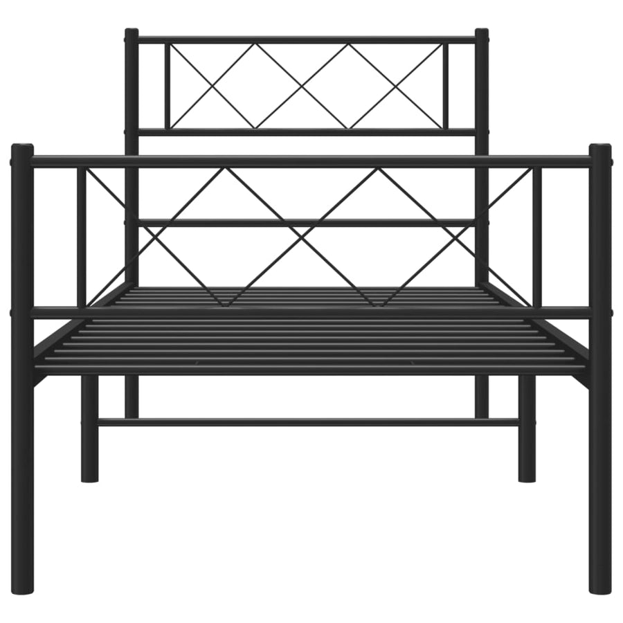 Bedframe Met Hoofd- En Voeteneinde Metaal 90 x 190 cm Zwart met hoofdbord & voetbord