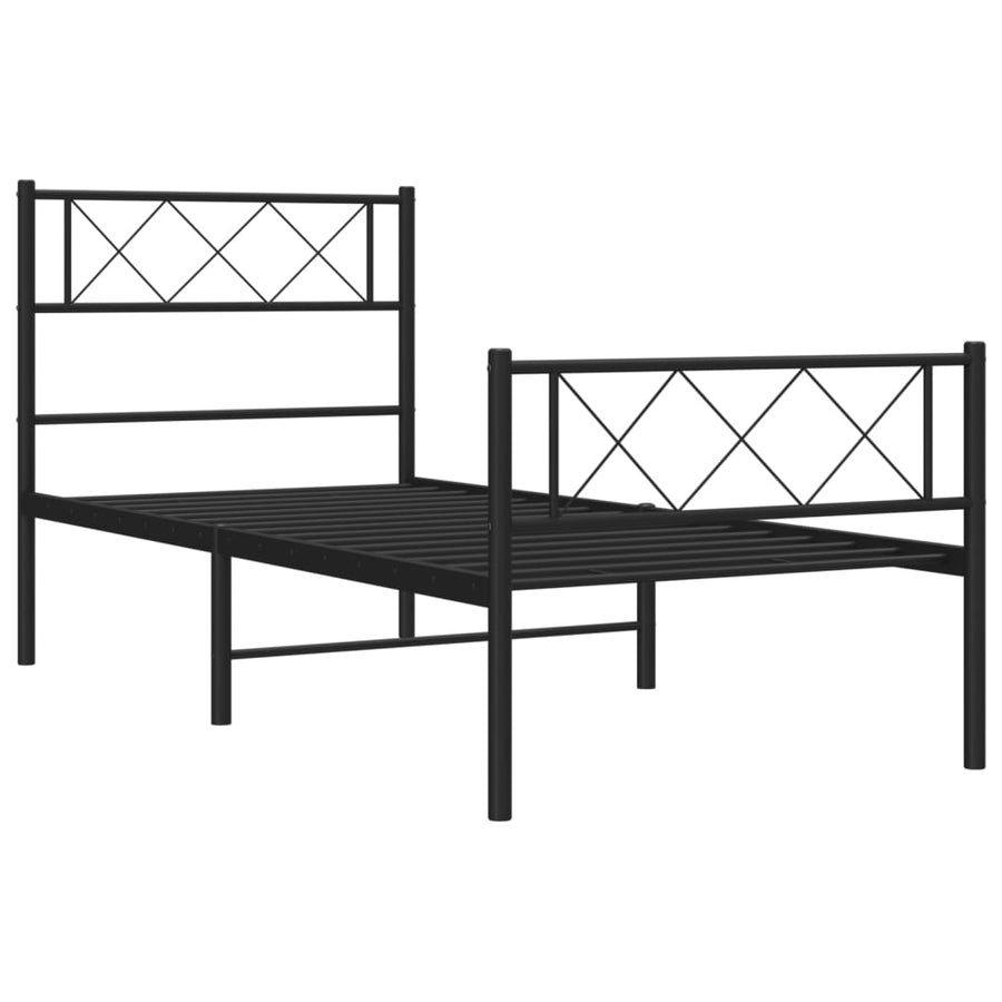 Bedframe Met Hoofd- En Voeteneinde Metaal 90 x 190 cm Zwart met hoofdbord & voetbord