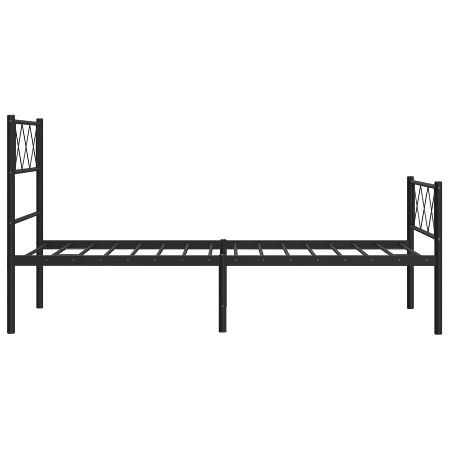 Bedframe Met Hoofd- En Voeteneinde Metaal 90 x 190 cm Zwart met hoofdbord & voetbord