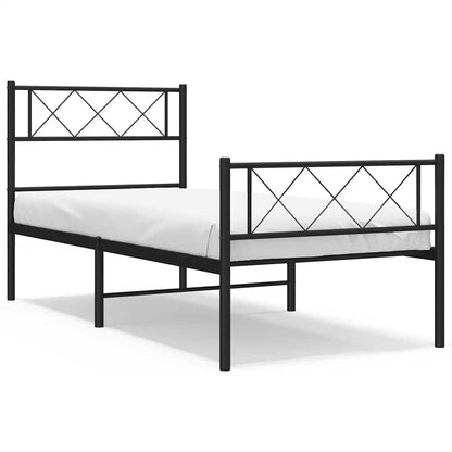 Bedframe met hoofd- en voeteneinde metaal zwart 100x190 cm