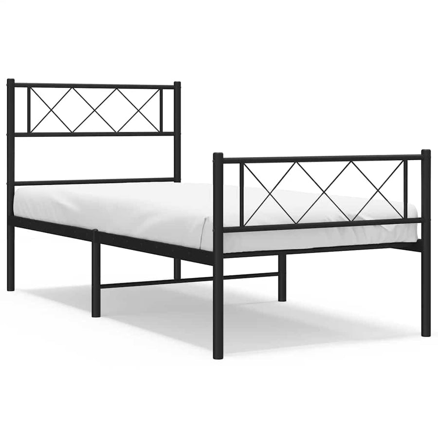 Bedframe met hoofd- en voeteneinde metaal zwart 100x190 cm