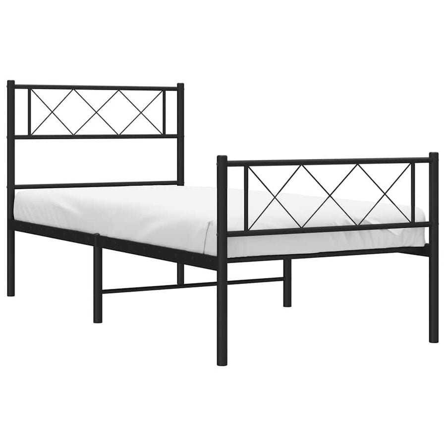 Bedframe met hoofd- en voeteneinde metaal zwart 100x190 cm