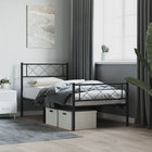 Bedframe Met Hoofd- En Voeteneinde Metaal 100 x 190 cm Zwart met hoofdbord & voetbord