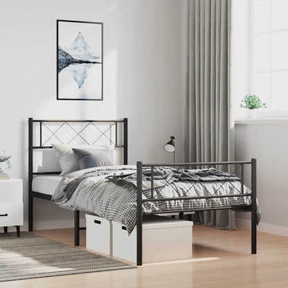 Bedframe met hoofd- en voeteneinde metaal zwart 100x190 cm