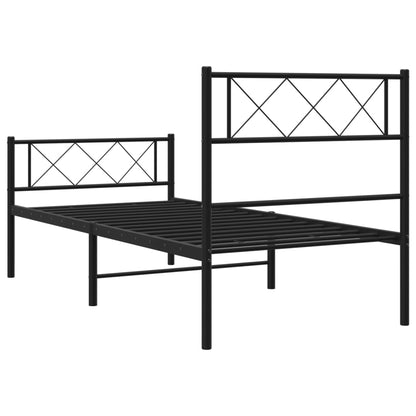 Bedframe Met Hoofd- En Voeteneinde Metaal 100 x 200 cm Zwart met hoofdbord & voetbord