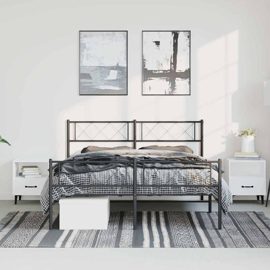 Bedframe Met Hoofd- En Voeteneinde Metaal 135 x 190 cm