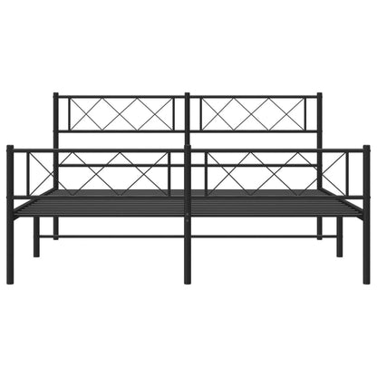 Bedframe met hoofd- en voeteneinde metaal zwart 140x200 cm