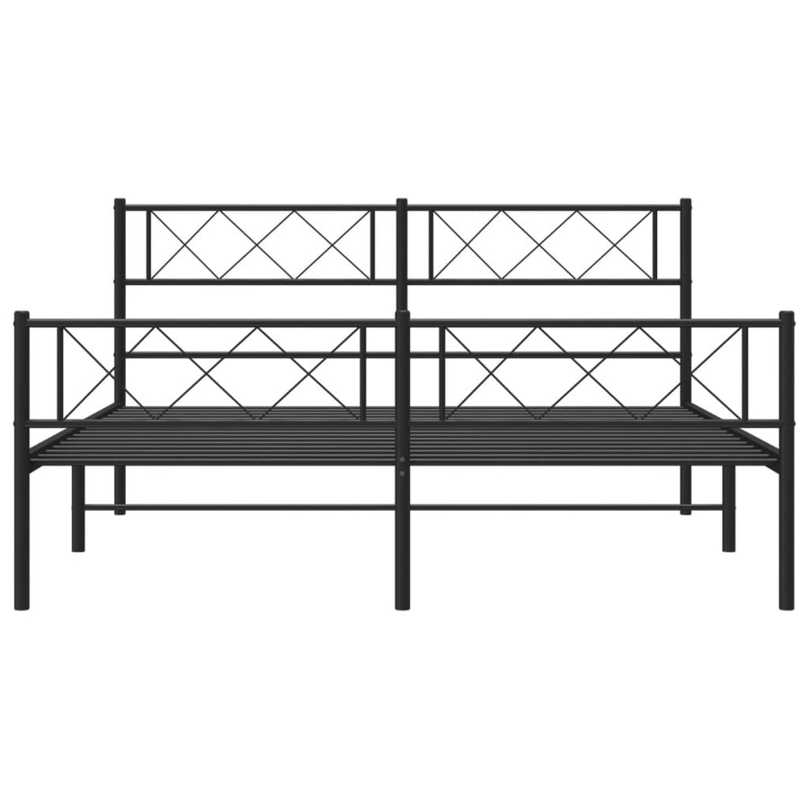 Bedframe met hoofd- en voeteneinde metaal zwart 140x200 cm