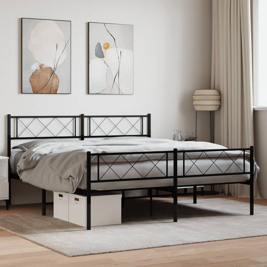 Bedframe met hoofd- en voeteneinde metaal zwart 140x200 cm