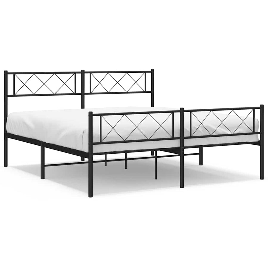 Bedframe met hoofd- en voeteneinde metaal zwart 150x200 cm